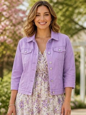 Lilac Women's Jean Jacket - Classic Cropped Denim
